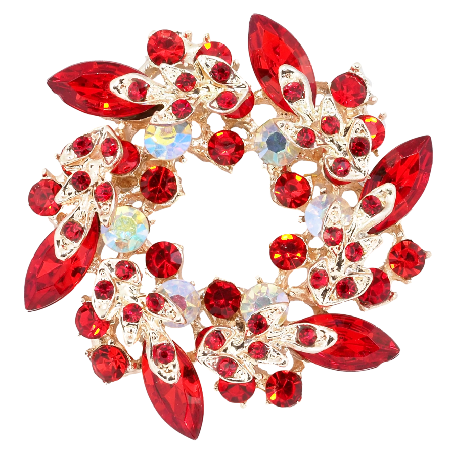 Брошь Веночек с красными стразами фото №1 Брошь Веночек с красными стразами фото №1