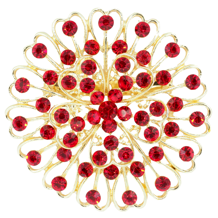 Брошка Квітка з червоними стразами фото №4