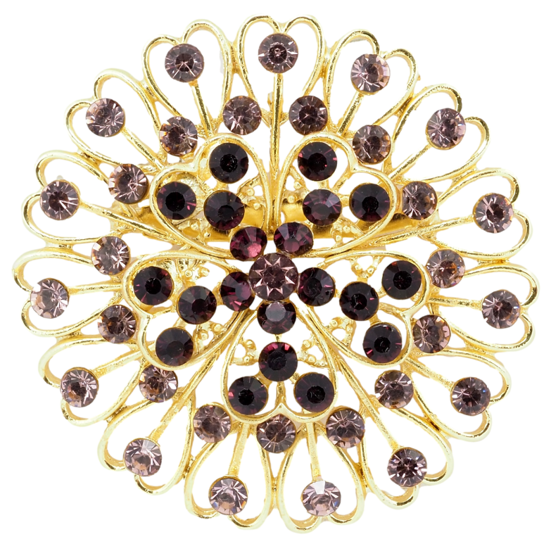 Брошь Цветок с бордовыми стразами фото №1 Брошь Цветок с бордовыми стразами фото №1