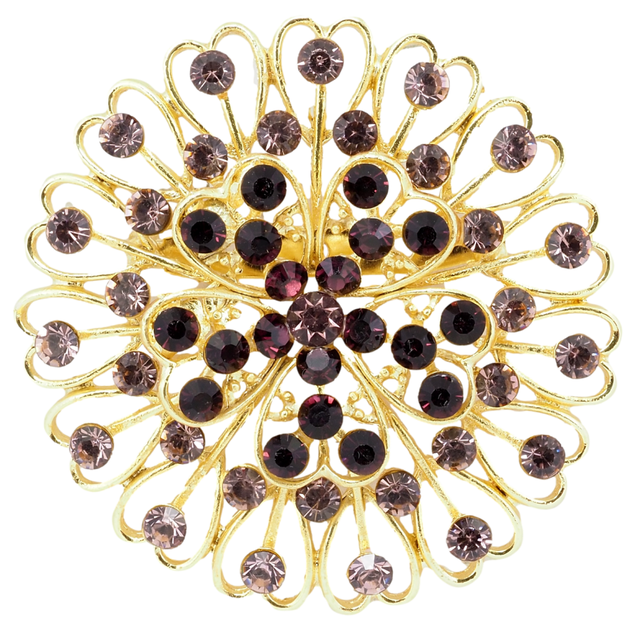 Брошь Цветок с бордовыми стразами фото №1 Брошь Цветок с бордовыми стразами фото №1