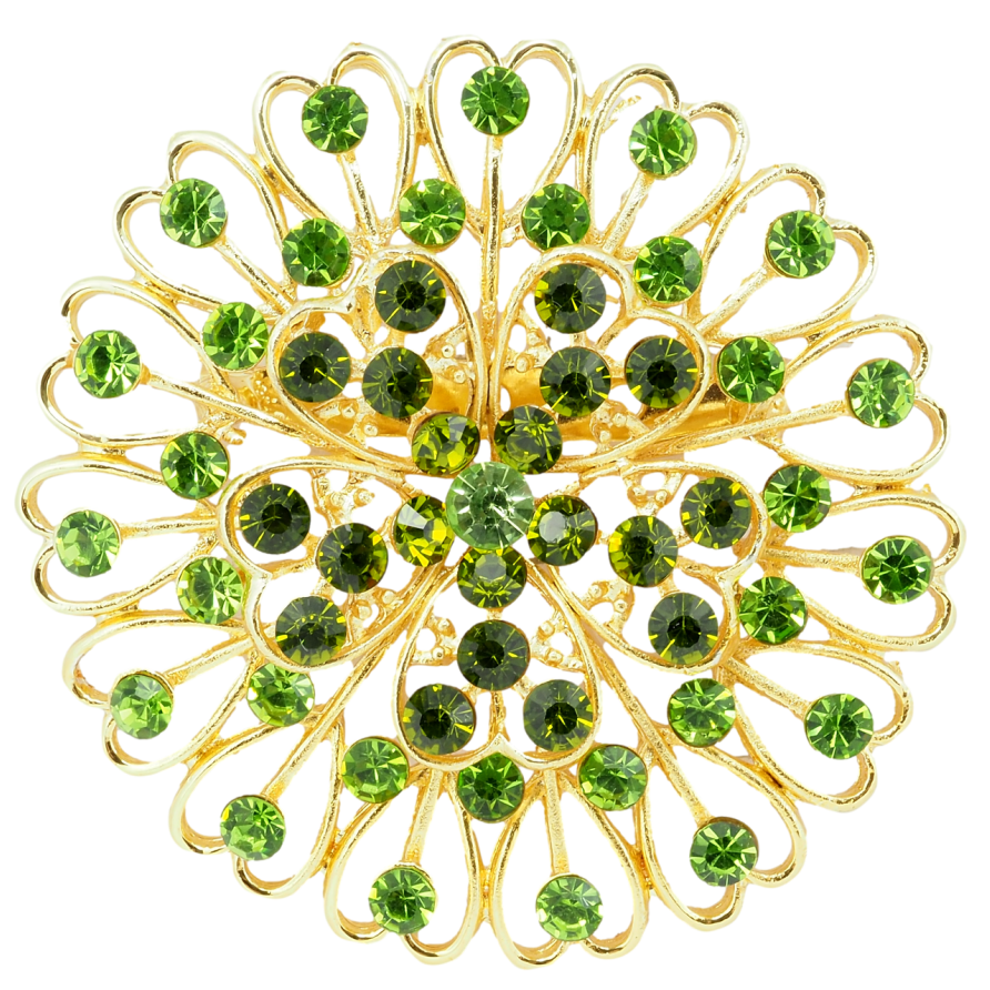 Брошь Цветок с зелеными стразами фото №1 Брошь Цветок с зелеными стразами фото №1