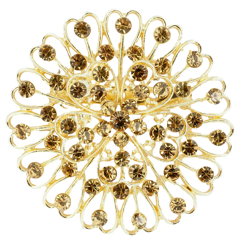 Брошка Квітка з коричневими стразами фото №1