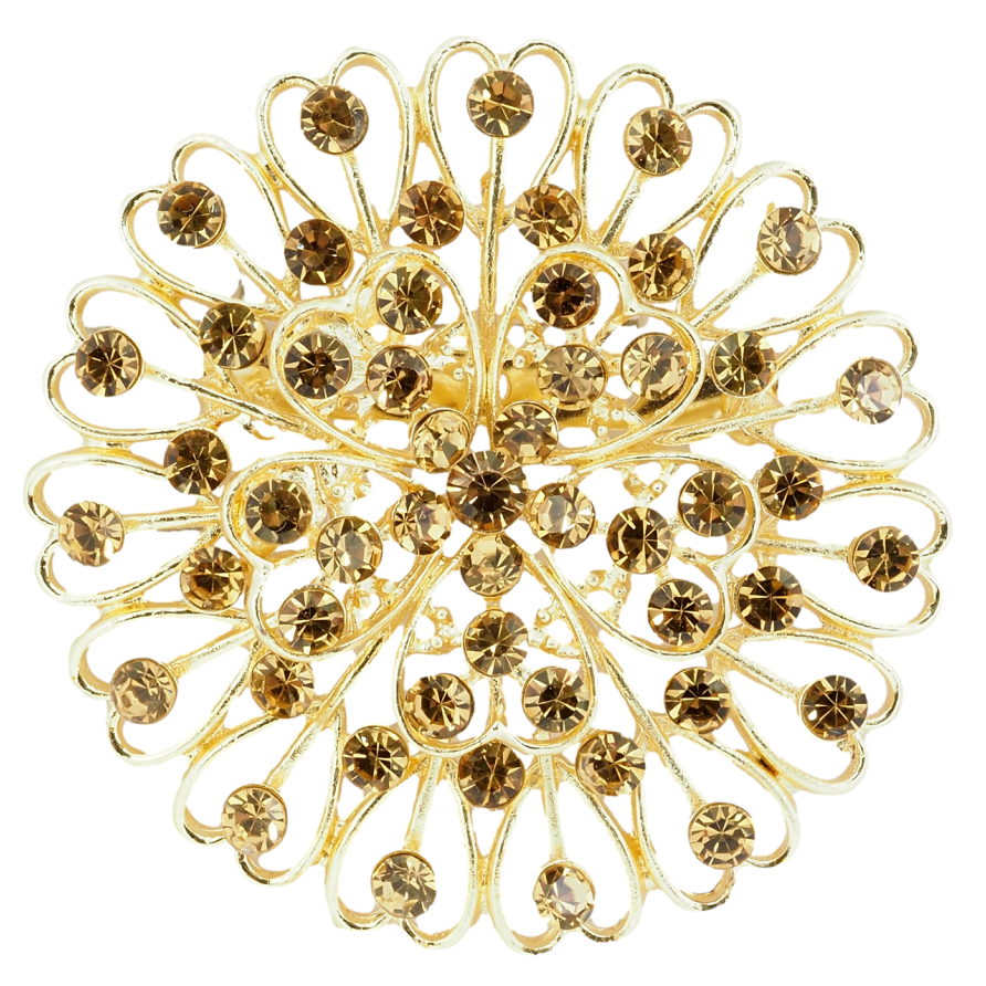 Брошка Квітка з коричневими стразами фото №1 Брошка Квітка з коричневими стразами фото №1