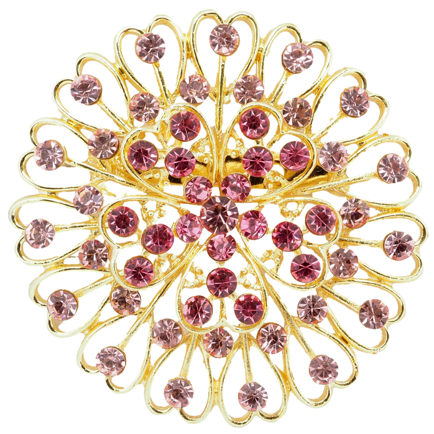 Брошка Квітка з рожевими стразами фото №1 Брошка Квітка з рожевими стразами фото №1