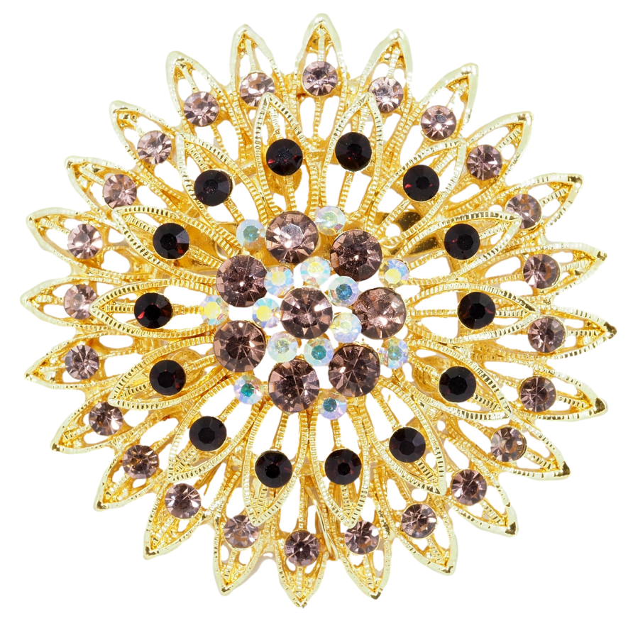 Брошка Квітка з бордовими стразами фото №1 Брошка Квітка з бордовими стразами фото №1