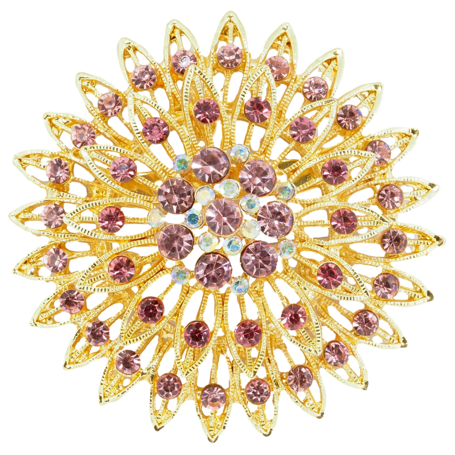 Брошь Цветок с розовыми стразами фото №1 Брошь Цветок с розовыми стразами фото №1