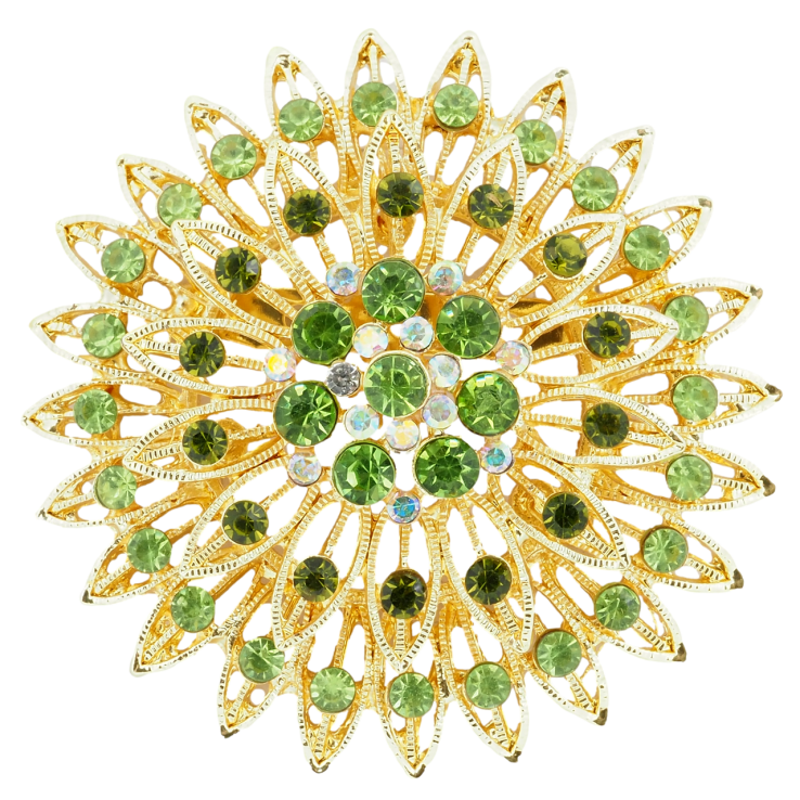 Брошь Цветок с зелеными стразами фото №2 Брошь Цветок с зелеными стразами фото №2