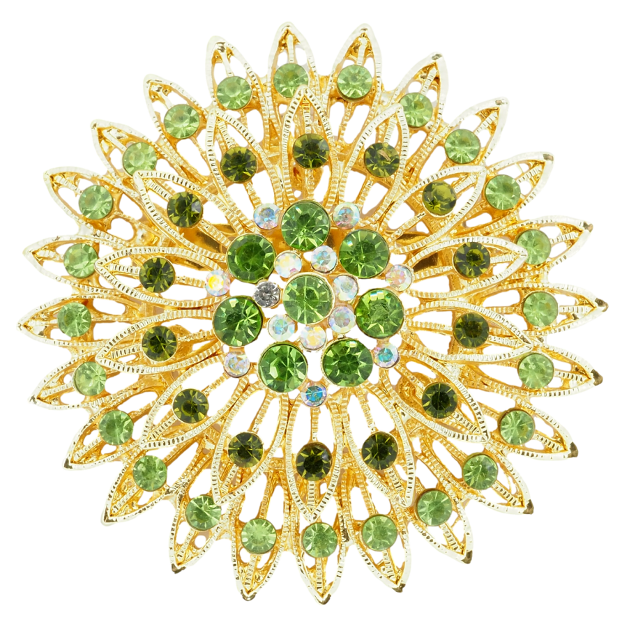 Брошь Цветок с зелеными стразами фото №1 Брошь Цветок с зелеными стразами фото №1