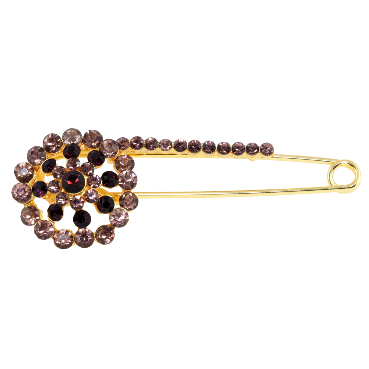 Брошка-шпилька Квітка із бордовими стразами фото №11 Брошка-шпилька Квітка із бордовими стразами фото №11