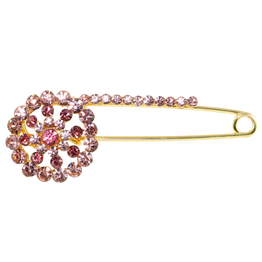 Брошка-шпилька Квітка з рожевими стразами фото №1 Брошка-шпилька Квітка з рожевими стразами фото №1