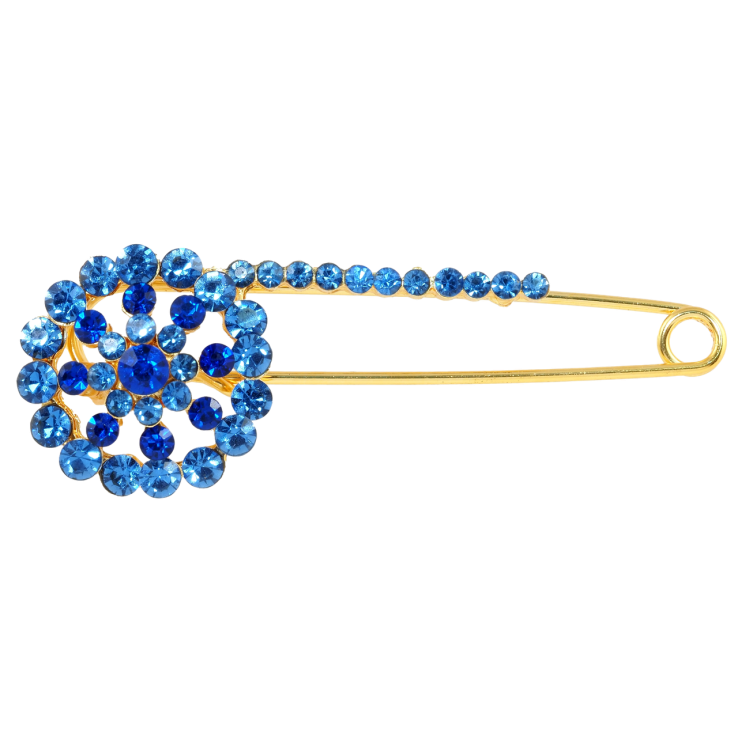 Брошка-шпилька Квітка з синіми стразами фото №12 Брошка-шпилька Квітка з синіми стразами фото №12