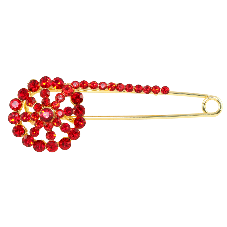 Брошь-булавка Цветок с красными стразами фото №1 Брошь-булавка Цветок с красными стразами фото №1