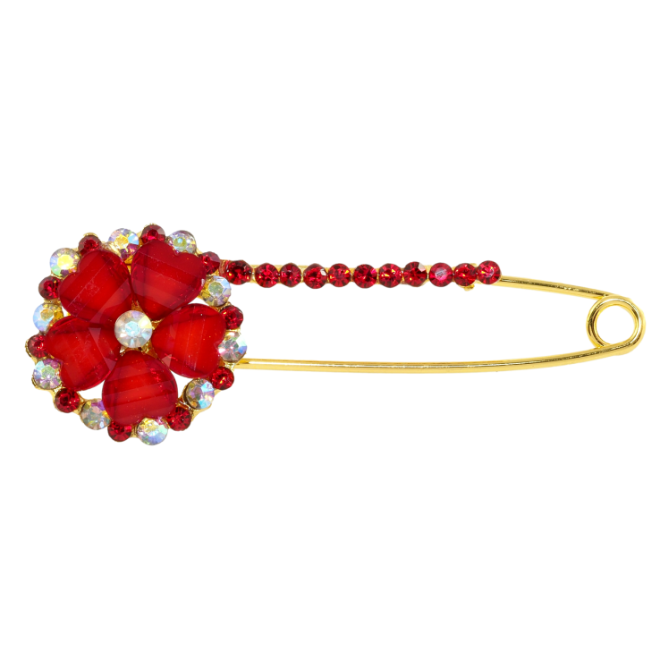 Брошка-шпилька Квітка з червоними стразами фото №25 Брошка-шпилька Квітка з червоними стразами фото №25