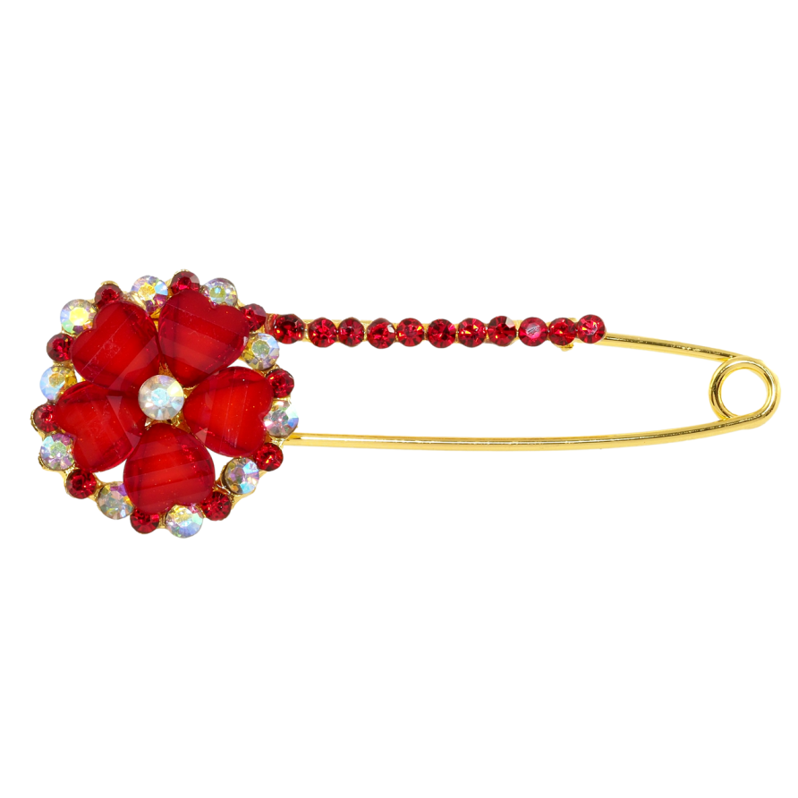 Брошь-булавка Цветок с красными стразами фото №1 Брошь-булавка Цветок с красными стразами фото №1