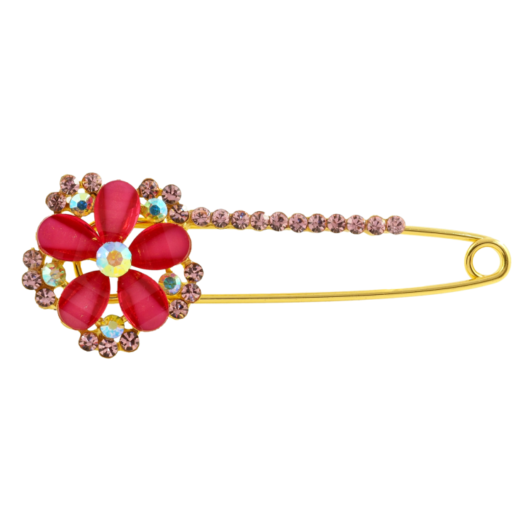 Брошка-шпилька Квітка з рожевими стразами фото №2 Брошка-шпилька Квітка з рожевими стразами фото №2