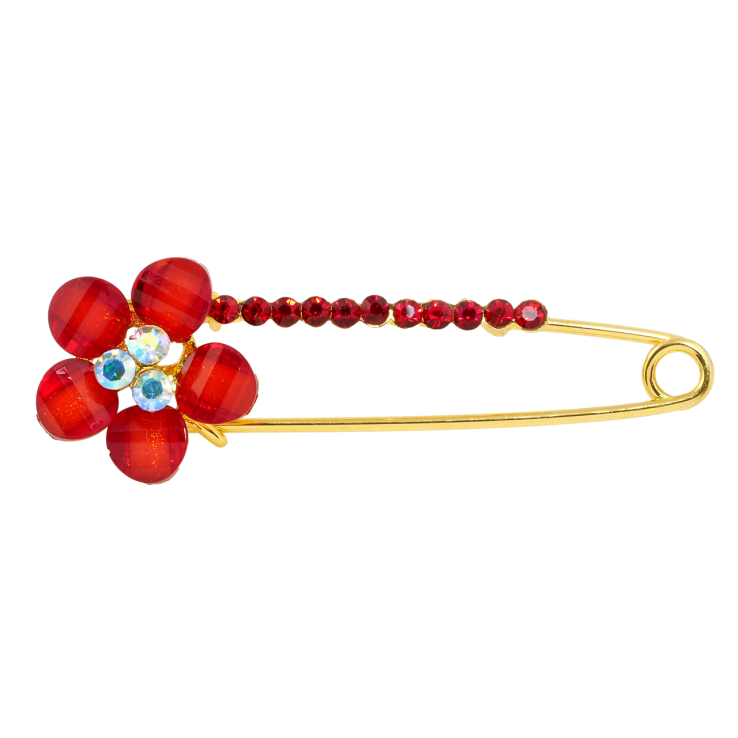 Брошка-шпилька Квітка з червоними стразами фото №24 Брошка-шпилька Квітка з червоними стразами фото №24