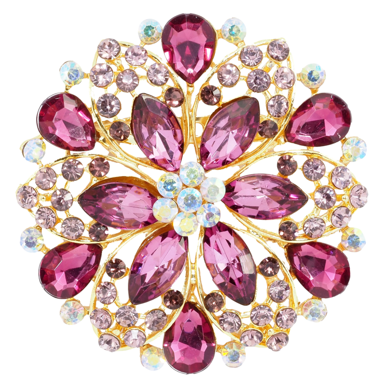 Брошь Цветок с розовыми стразами фото №1 Брошь Цветок с розовыми стразами фото №1