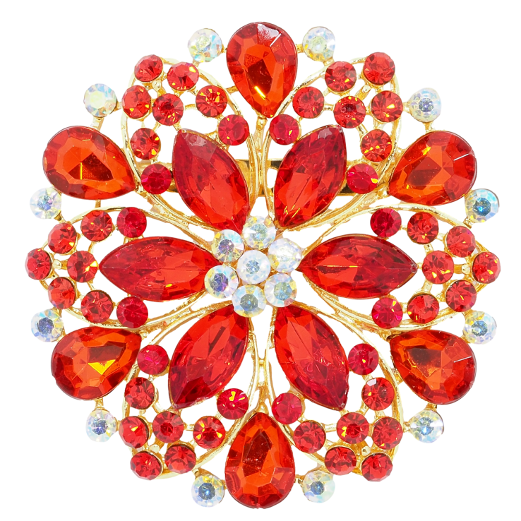 Брошь Цветок с красными стразами фото №14 Брошь Цветок с красными стразами фото №14