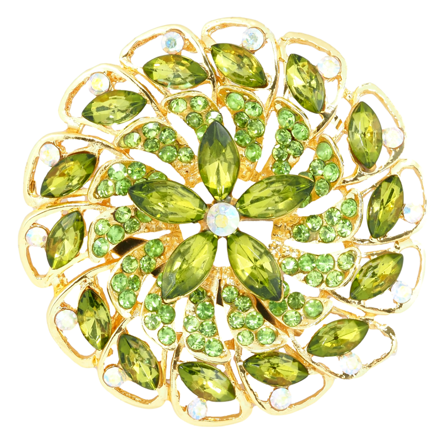 Брошка Квітка із зеленими стразами фото №1 Брошка Квітка із зеленими стразами фото №1