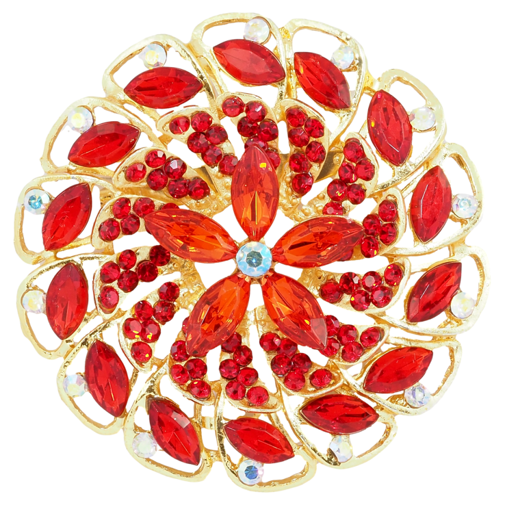 Брошь Цветок с красными стразами фото №5 Брошь Цветок с красными стразами фото №5