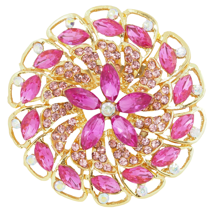 Брошка Квітка з рожевими стразами фото №6 Брошка Квітка з рожевими стразами фото №6