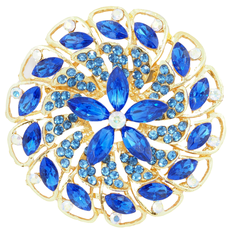 Брошка Квітка з синіми стразами фото №8 Брошка Квітка з синіми стразами фото №8