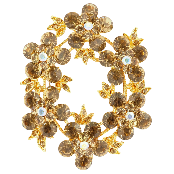 Брошка Віночок з золотистими стразами фото №8 Брошка Віночок з золотистими стразами фото №8