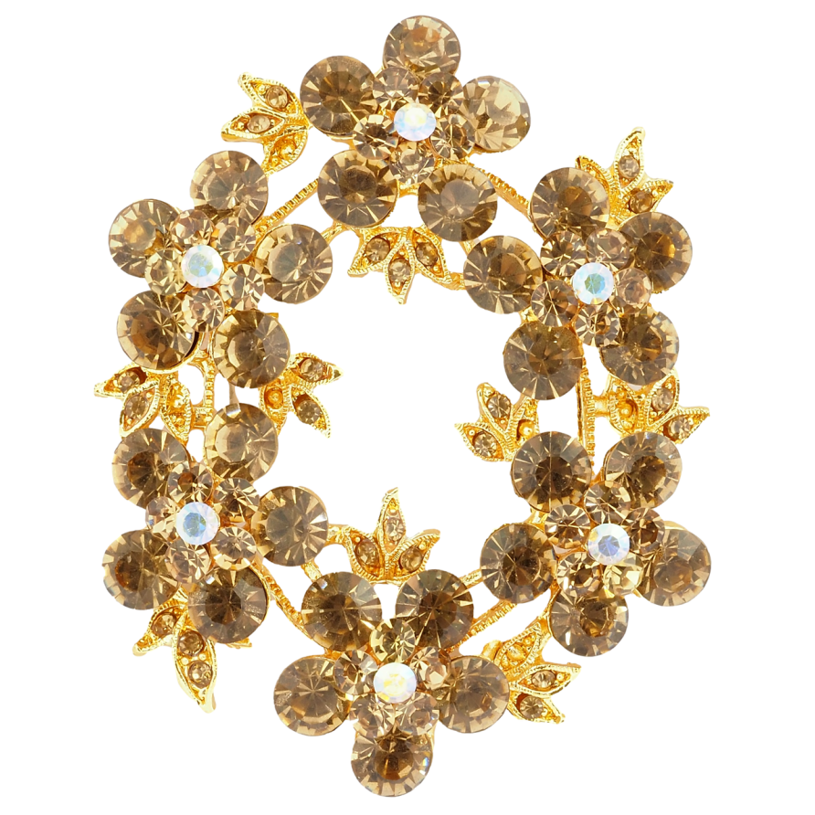 Брошь Веночек с золотистыми стразами фото №1 Брошь Веночек с золотистыми стразами фото №1