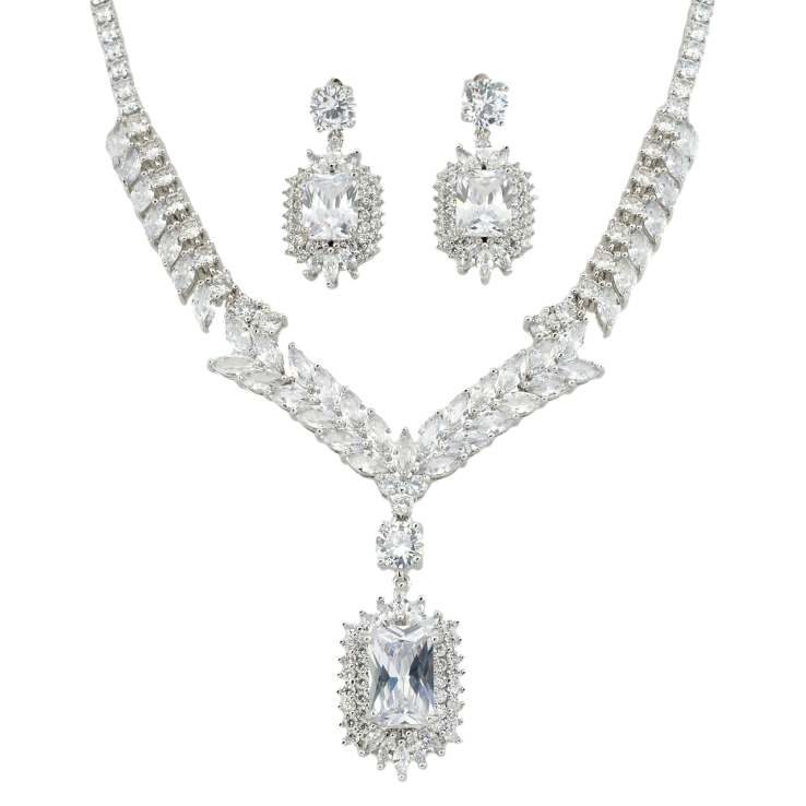 Набір Xuping Родій Сережки Кольє Чарівний блиск кристалів розмір 43см х 3мм фото №12