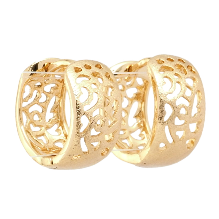 Серьги Xuping Позолота 18K колечки Резной орнамент с шагренью фото №12 Серьги Xuping Позолота 18K колечки Резной орнамент с шагренью фото №12