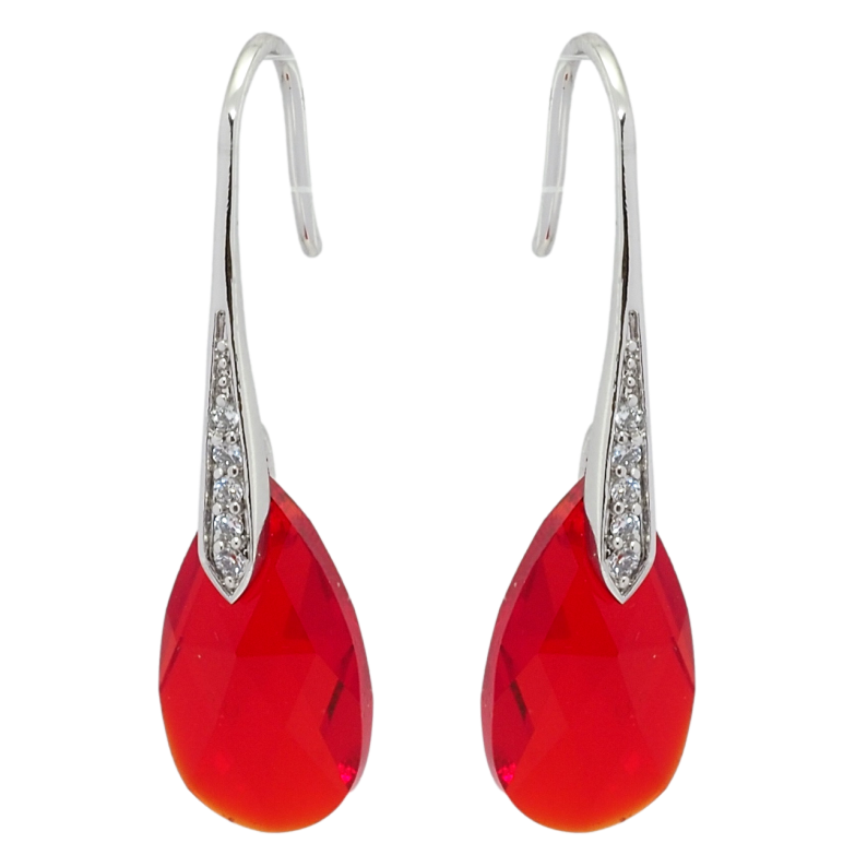 Сережки Xuping колір Родій з кристалами Swarovski французький замок Кристал Light Siam на дужці фото №1 Сережки Xuping колір Родій з кристалами Swarovski французький замок Кристал Light Siam на дужці фото №1