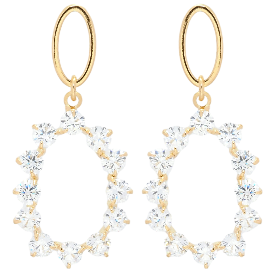 Серьги Xuping QQMM Позолота 18K пусеты Овальные подвески с фианитами фото №1 Серьги Xuping QQMM Позолота 18K пусеты Овальные подвески с фианитами фото №1