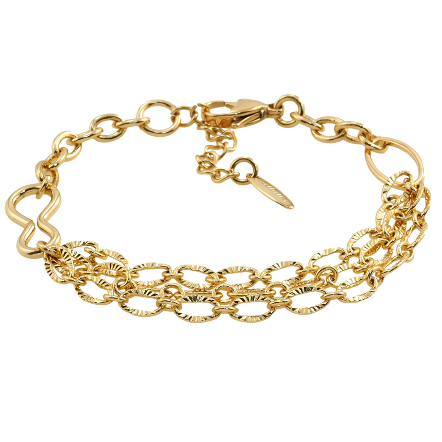 Браслет Xuping Позолота 18K Плетіння Комбіноване довжина з дод. ланцюжком 19.5-22.5см х 5-10мм фото №1 Браслет Xuping Позолота 18K Плетіння Комбіноване довжина з дод. ланцюжком 19.5-22.5см х 5-10мм фото №1