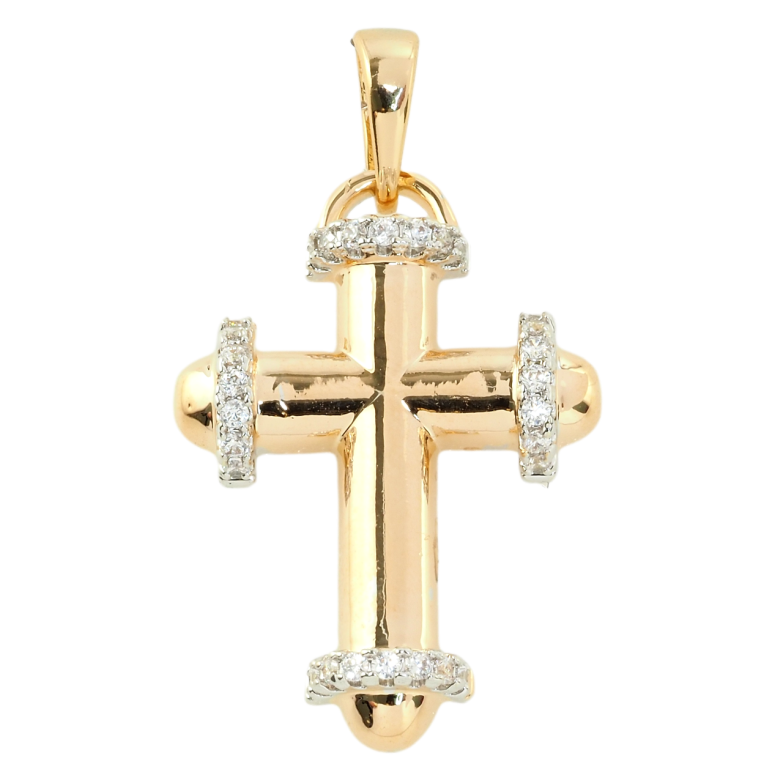Кулон Xuping Позолота + Родій Декоративний Хрест з цирконієм для ланцюжка до 6мм фото №1