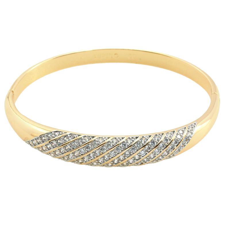 Браслет Xuping Позолота 18К + Родій Інкрустація цирконієм ø 6см фото №1