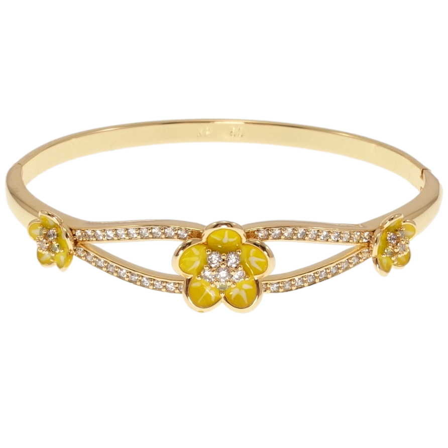 Браслет Xuping Позолота 18K Квіточки з жовтою емаллю ø 6см фото №1