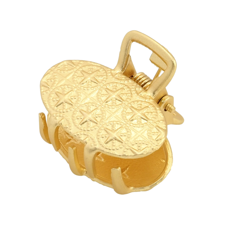 Краб металлический Овал с узором длина 2.5см, матовое напыление фото №8