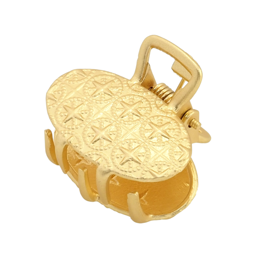 Краб металлический Овал с узором длина 2.5см, матовое напыление фото №1 Краб металлический Овал с узором длина 2.5см, матовое напыление фото №1