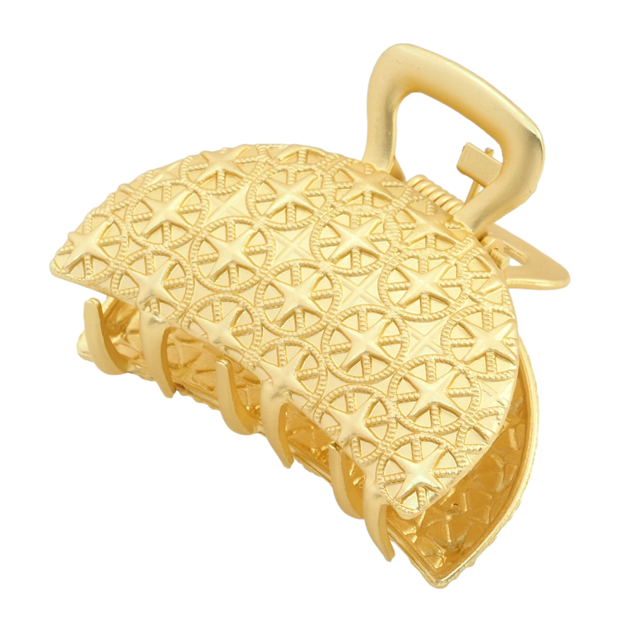 Краб металлический Полумесяц с узором длина 4.4см, матовое напыление фото №1