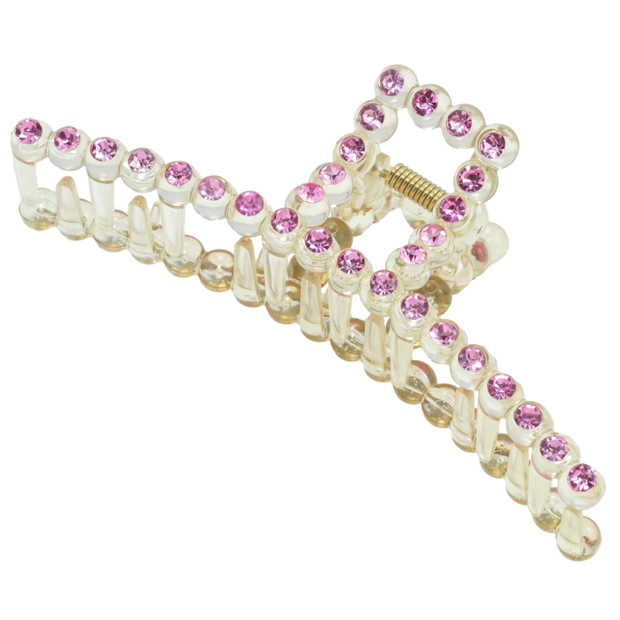 Краб пластиковый Дуга с розовыми стразами длина 11.8см фото №1