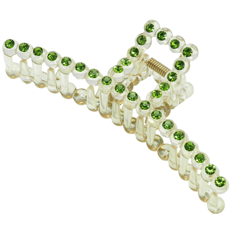 Краб пластиковый Дуга с зелеными стразами длина 11.8см фото №1 Краб пластиковый Дуга с зелеными стразами длина 11.8см фото №1