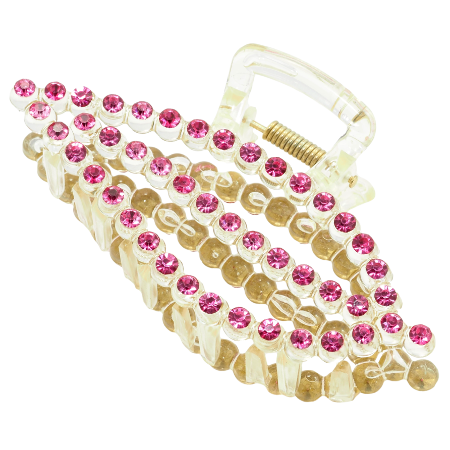 Краб пластиковый Листик с розовыми стразами длина 10.5см фото №1 Краб пластиковый Листик с розовыми стразами длина 10.5см фото №1