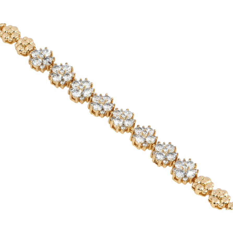 Браслет Xuping Позолота 18K Кристальные цветочки размер с доп. замком 17.5, 19.5см х 6-8мм фото №1