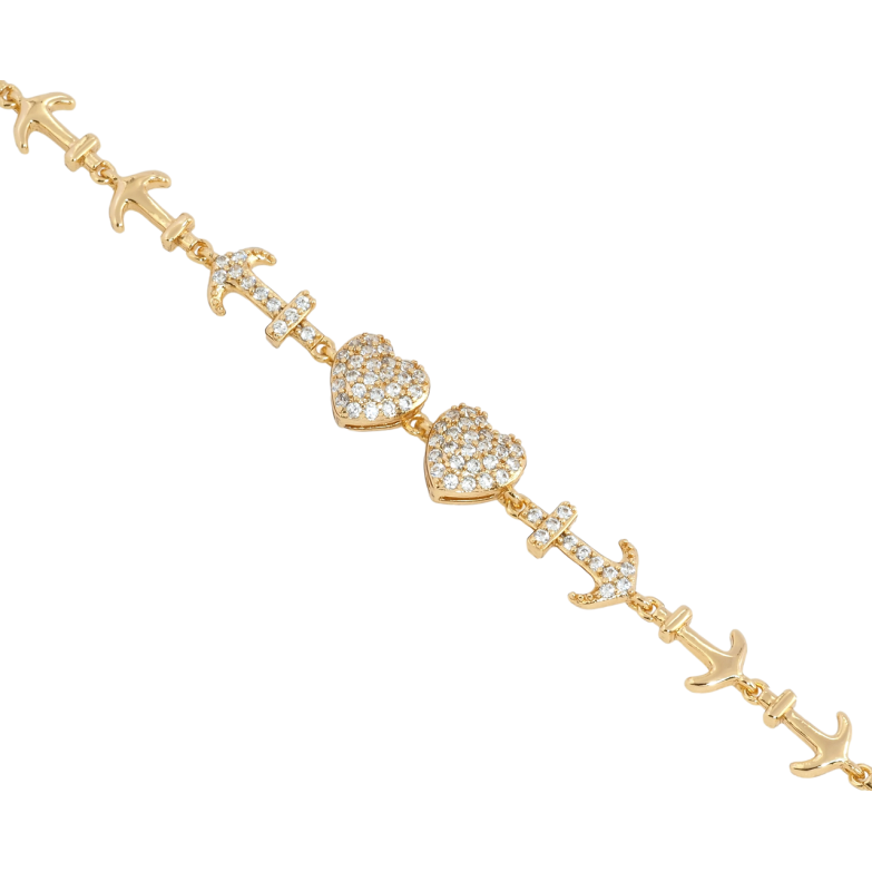 Браслет Xuping Позолота 18K Два сердца, звенья якорь размер с доп. замком 17, 19см х 6-8мм фото №1 Браслет Xuping Позолота 18K Два сердца, звенья якорь размер с доп. замком 17, 19см х 6-8мм фото №1