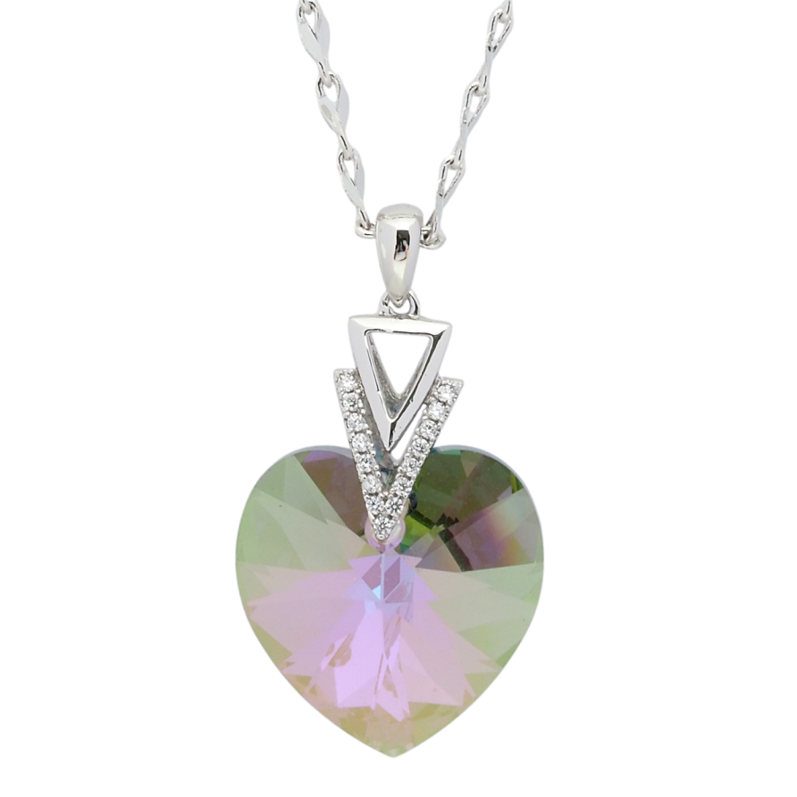 Кулон Xuping колір Родій із кристалами Swarovski на ланцюжку Серце кристал Vitrail Light довжина 39-44см х 2мм фото №1