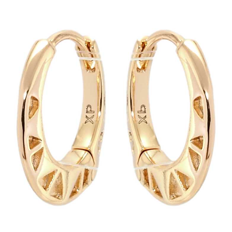 Серьги Xuping Позолота 18K колечки Боковые резные треугольники фото №1