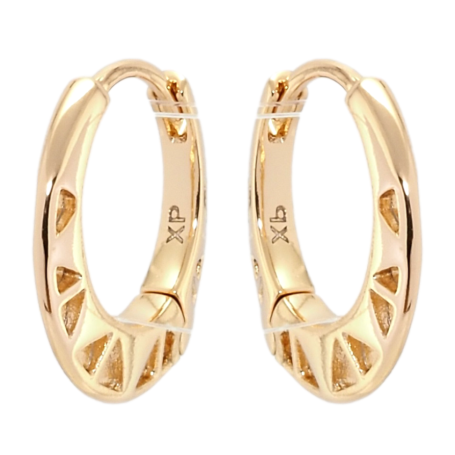 Сережки Xuping Позолота 18K колечка Бічні різьблені трикутники фото №1 Сережки Xuping Позолота 18K колечка Бічні різьблені трикутники фото №1
