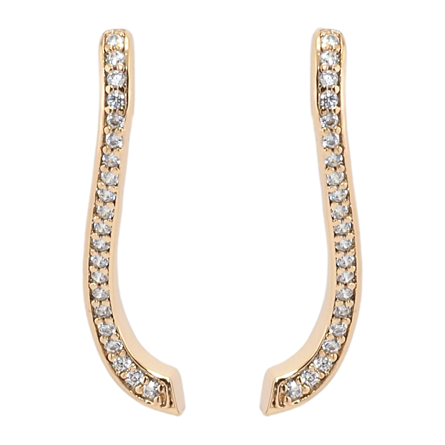 Сережки Xuping Позолота 18K пусети Хвилясті доріжки цирконію фото №1