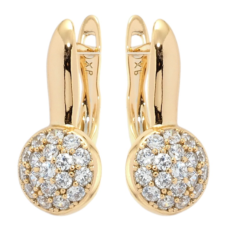 Серьги Xuping Позолота 18K английский замок Круги на дужке с цирконием фото №1