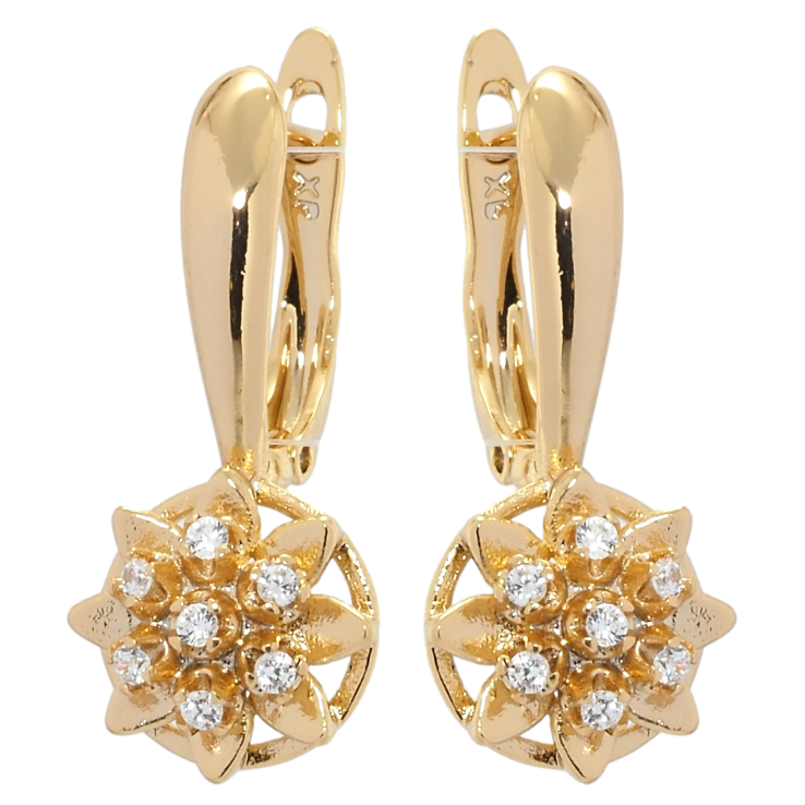 Сережки Xuping Позолота 18K англійський замок Квіточки на дужці фото №7 Сережки Xuping Позолота 18K англійський замок Квіточки на дужці фото №7